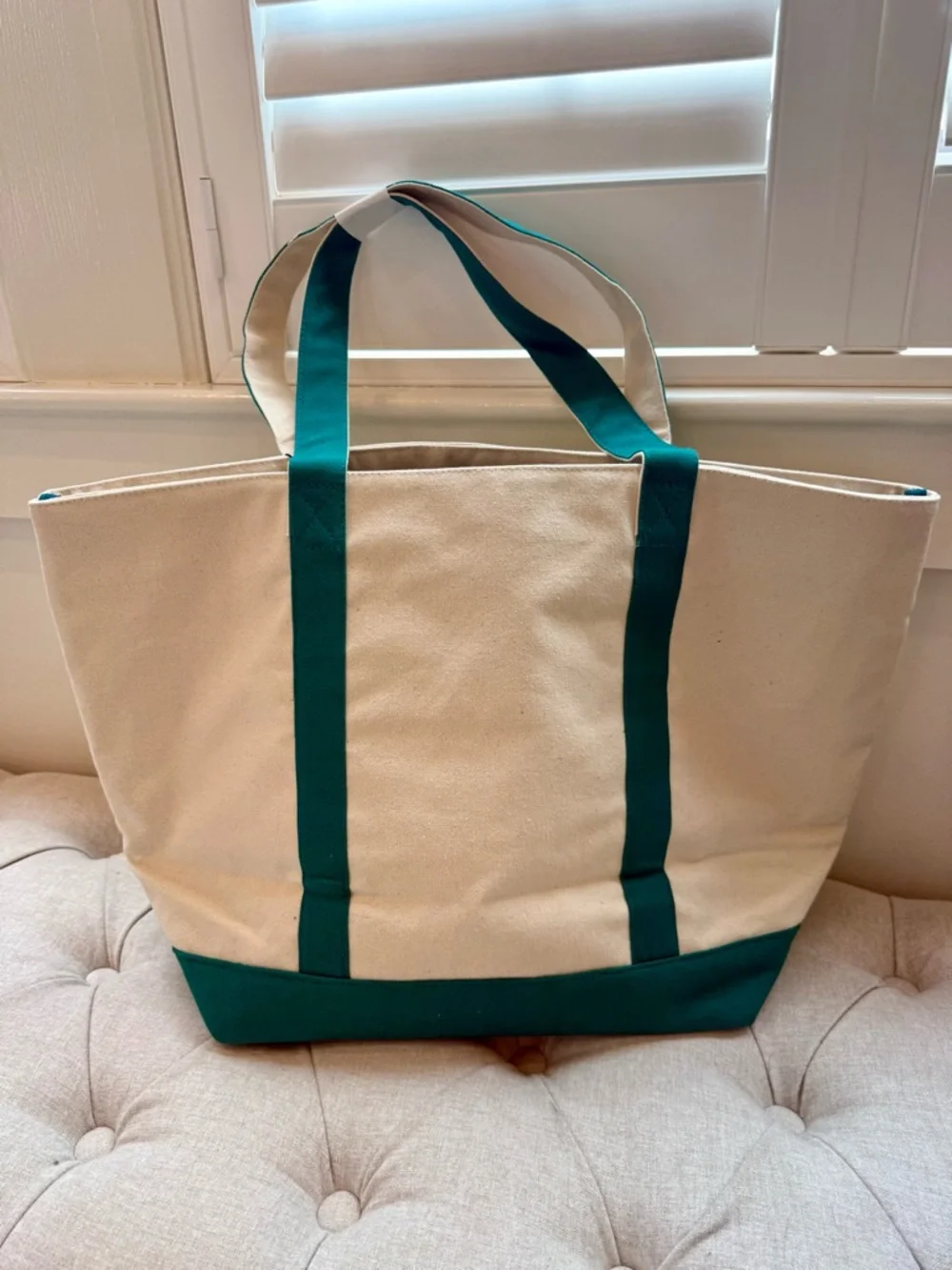 Canvas Lemon Tote Bag with Teal Trim - Picture 2 of 5